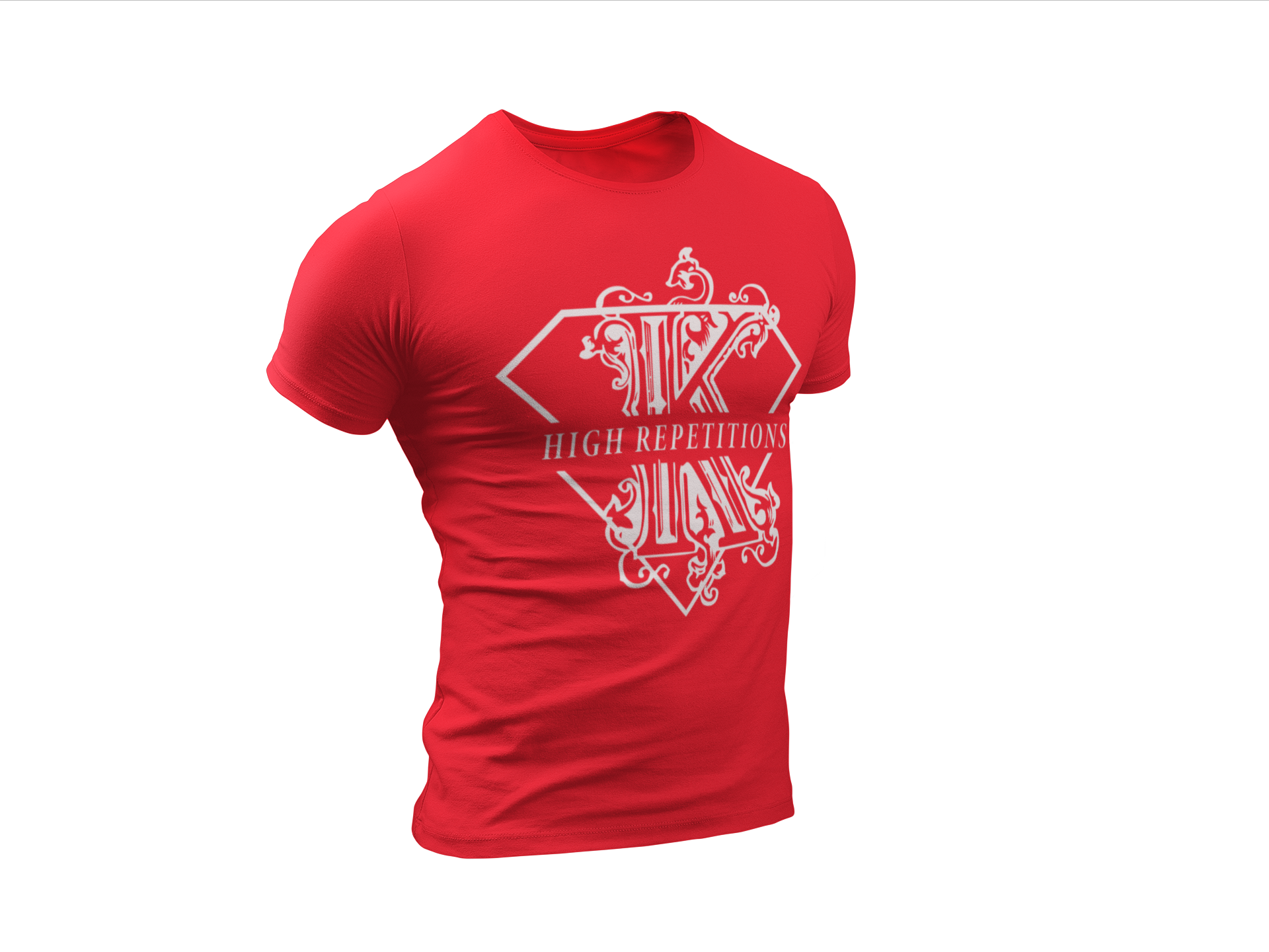 Red t-shirt with white high repetitions design for men