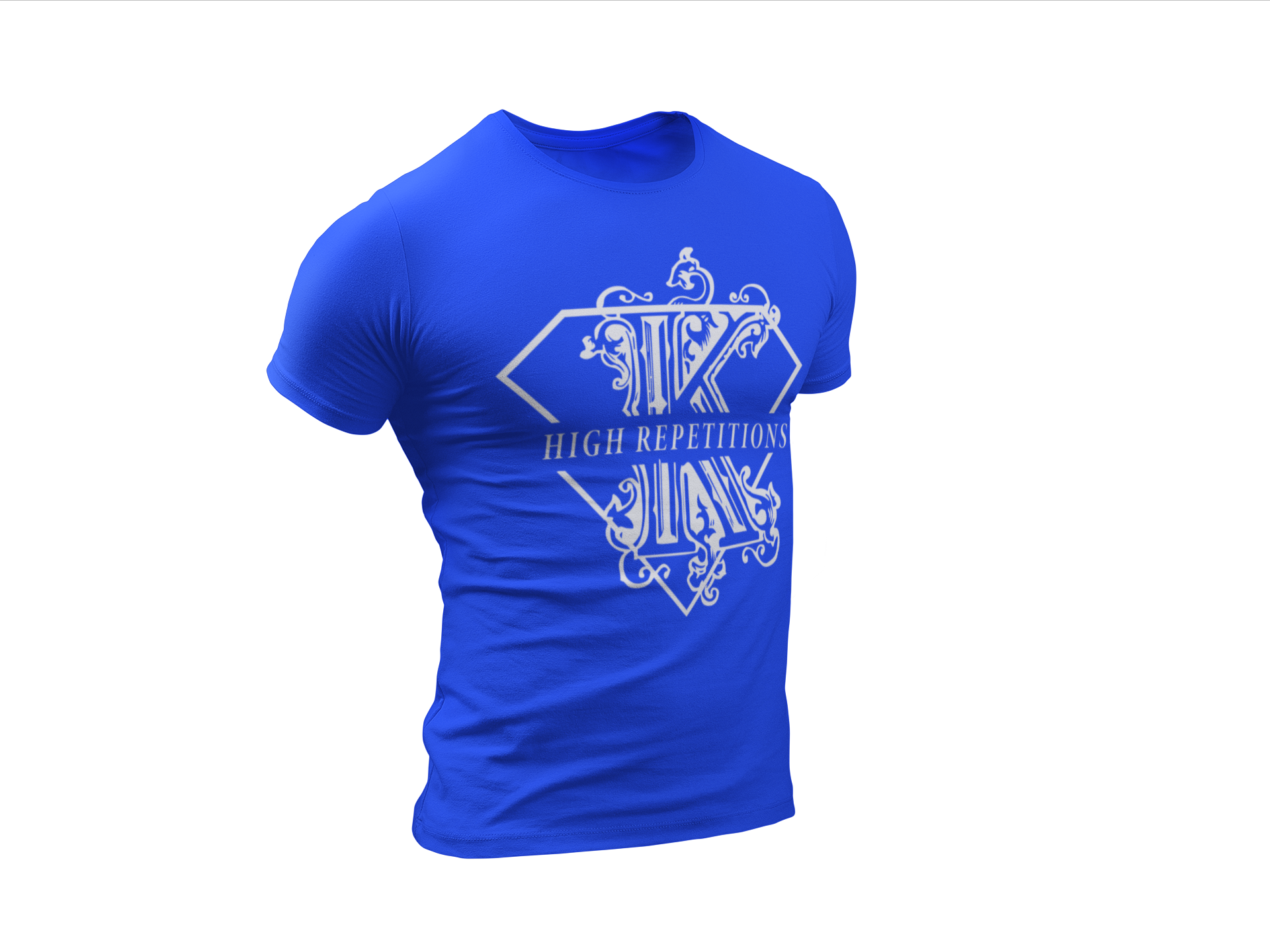 Blue t-shirt with white high repetitions design for men