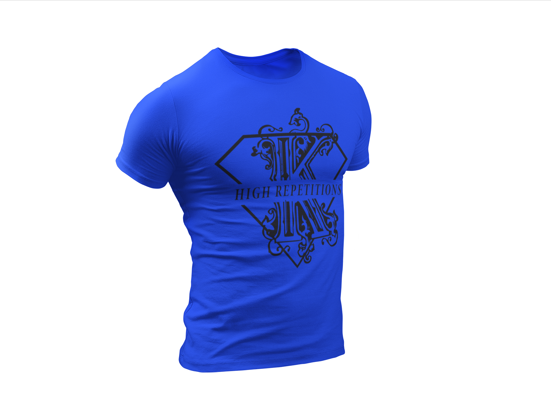 Blue t-shirt with black high repetitions design for men